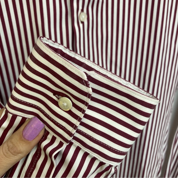 Men’s Zara Super Slim Fit Button Up Shirt Striped Red and White - Picture 4 of 6